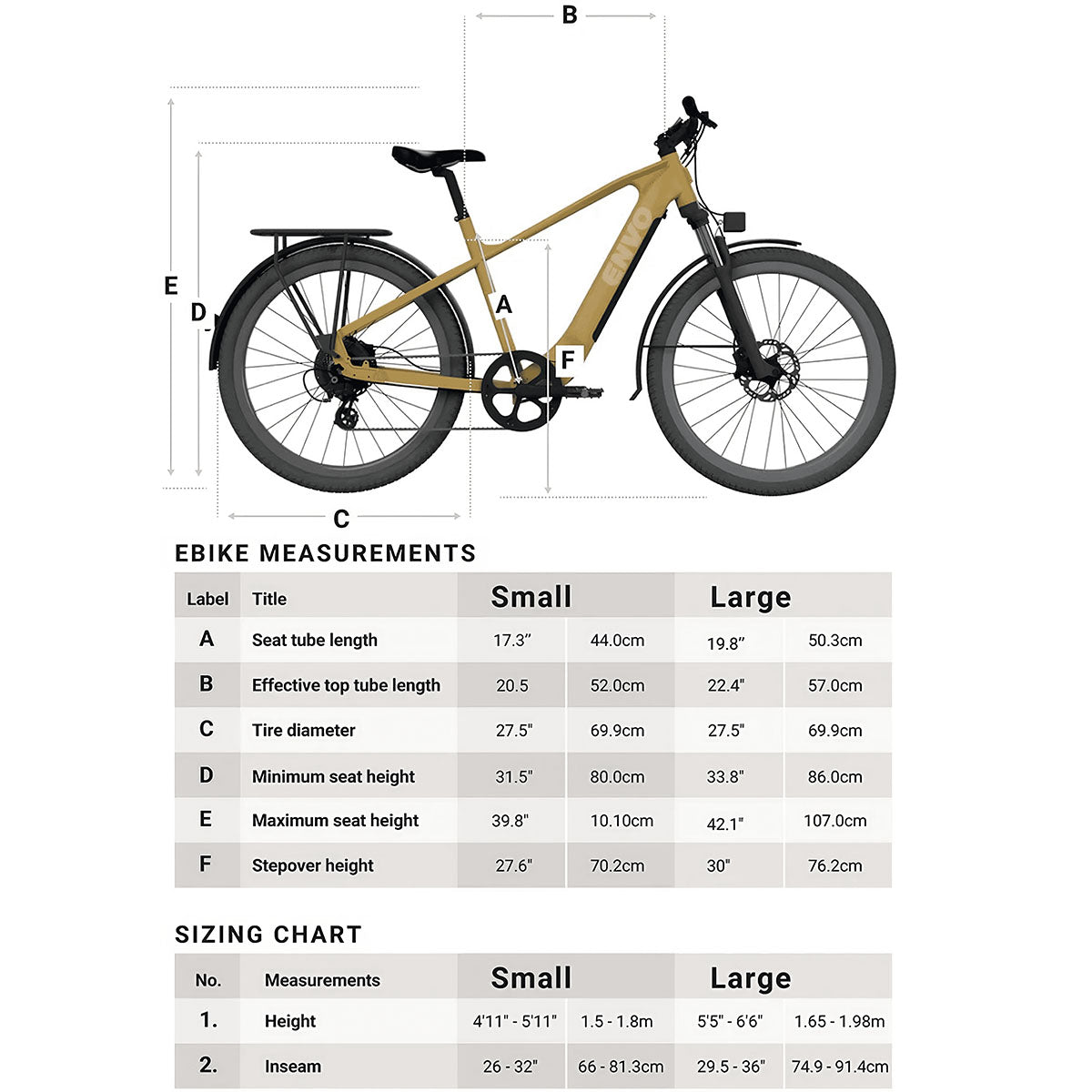 ENVO D50 Electric Bike · Step Over · Mustard · Large