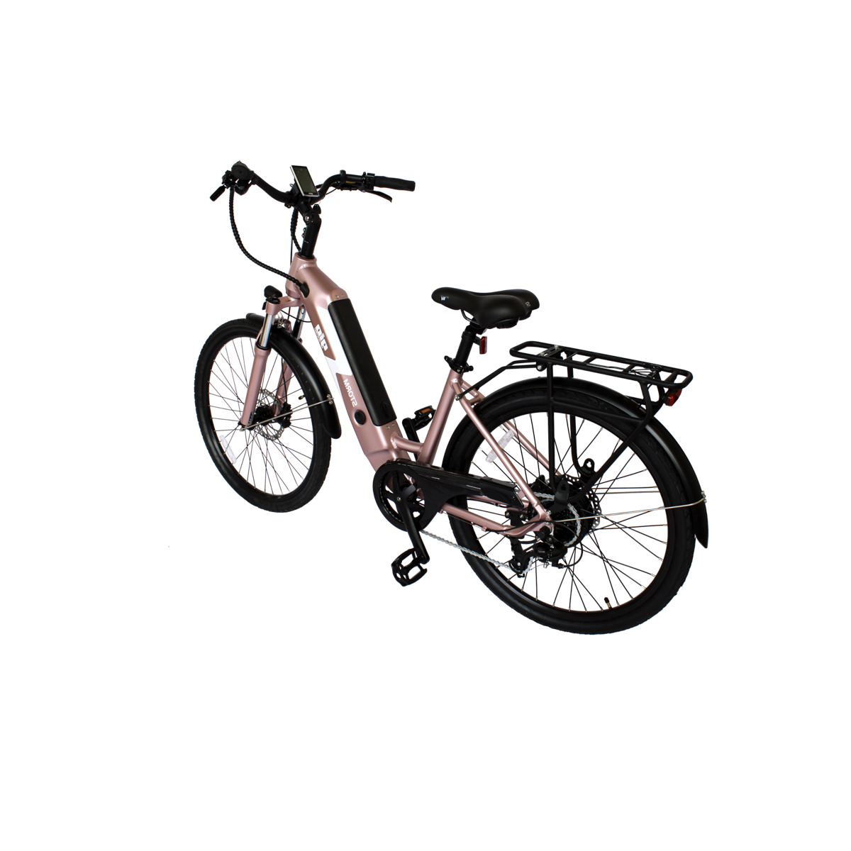 GIO STORM Electric Bike · Integrated Samsung Battery · Rose Gold