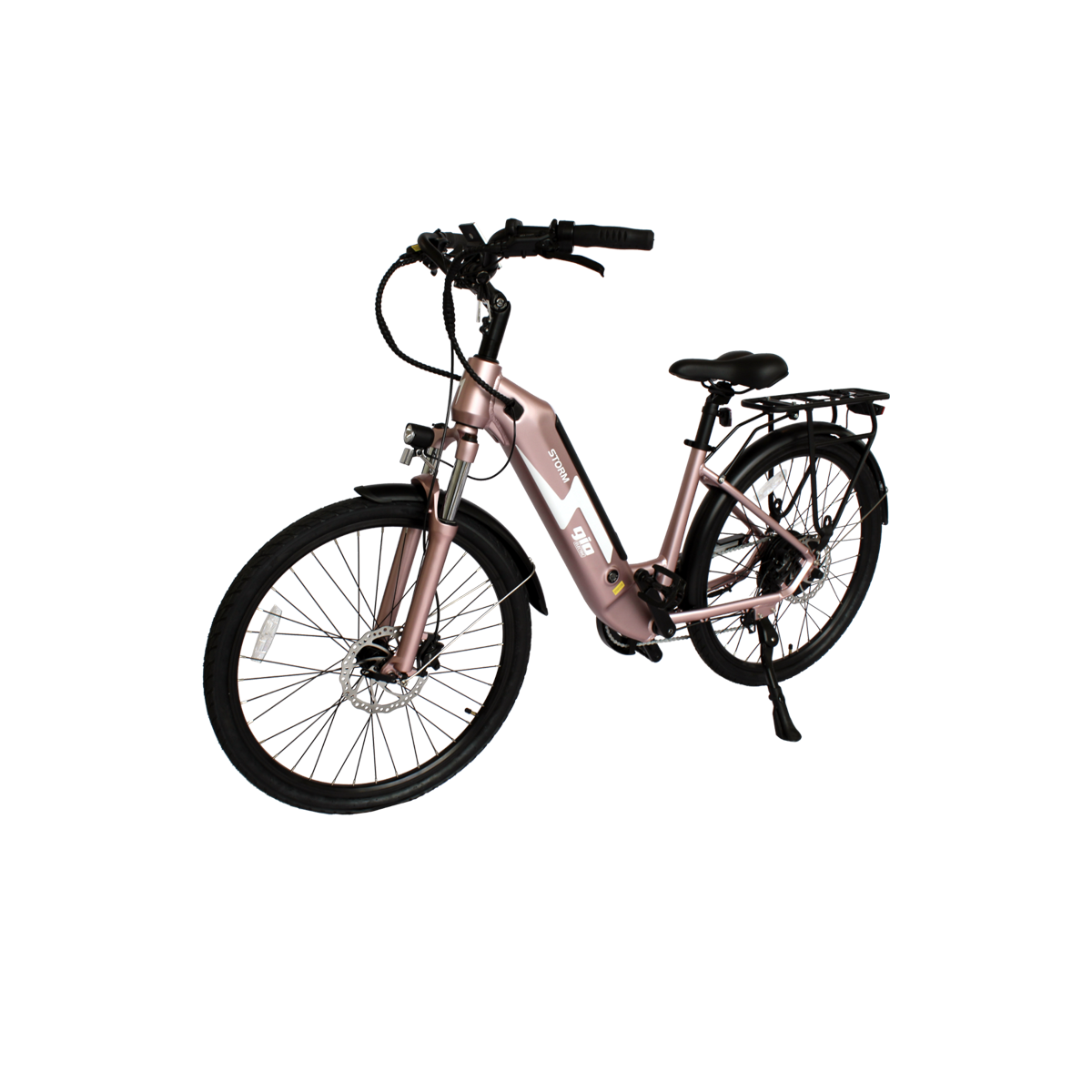 GIO STORM Electric Bike · Integrated Samsung Battery · Rose Gold