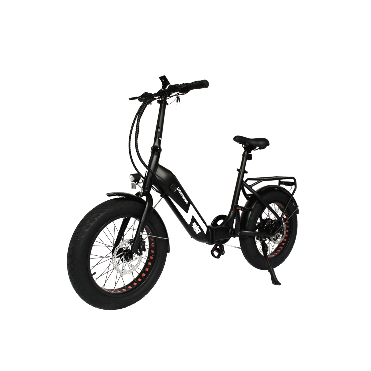 GIO LIGHTNING Folding Electric Bike · Fat Tires · Matte Black