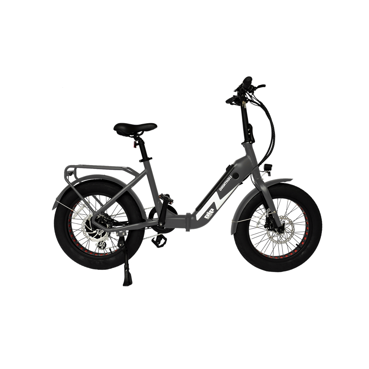 GIO LIGHTNING Folding Electric Bike · Fat Tires · Gray