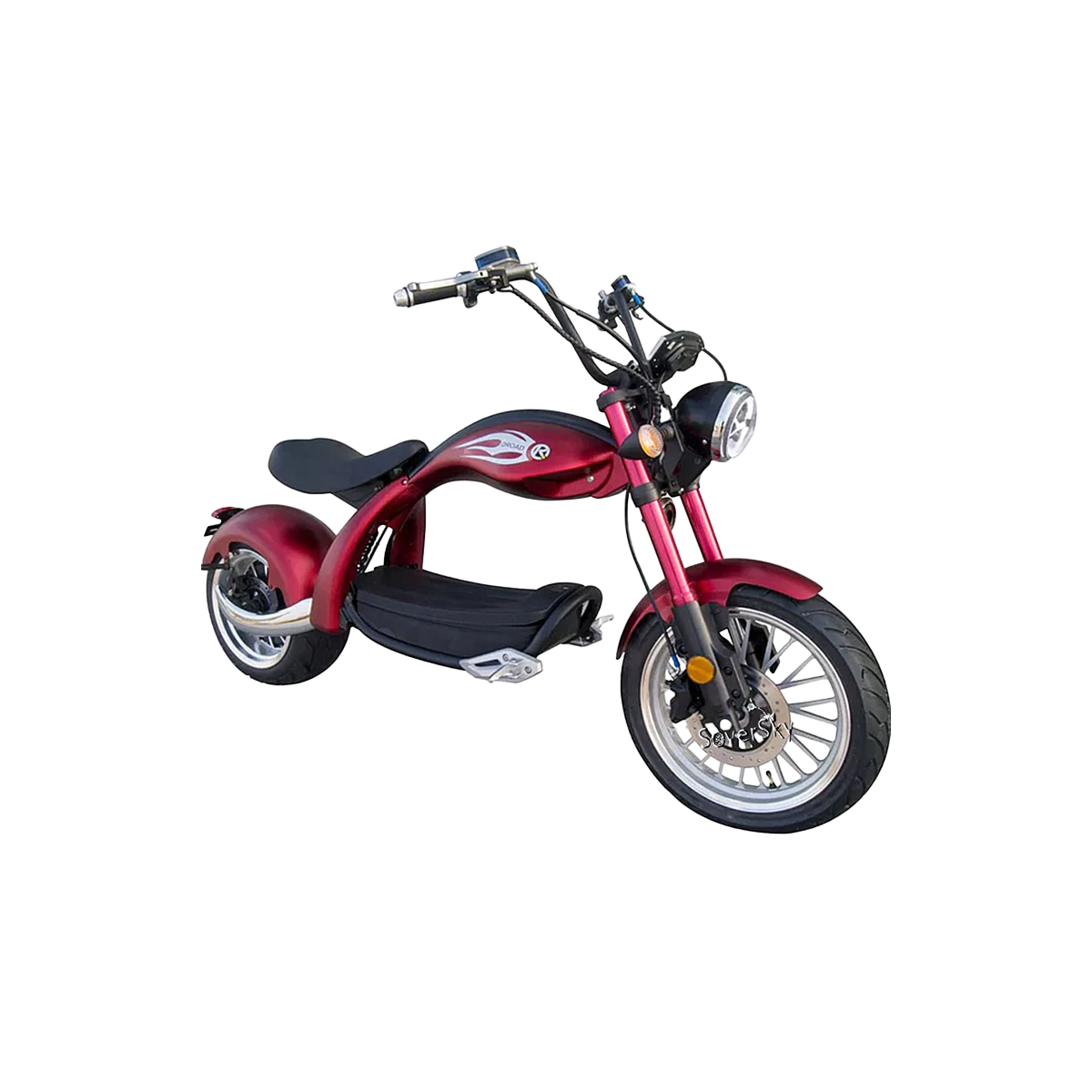 SoverSky M5 Electric Motor Chopper Scooter · Top Speed 35mph · Fat Tire · Red