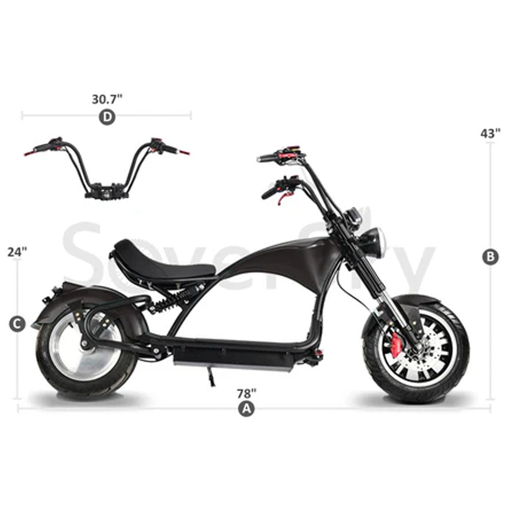 SoverSky M3 Electric Motor Chopper Scooter · Top Speed 35mph · Fat Tire · Black