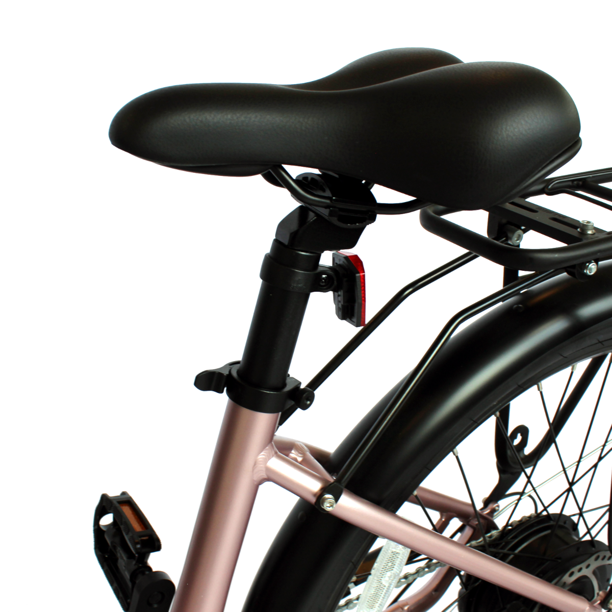 GIO STORM Electric Bike · Integrated Samsung Battery · Rose Gold